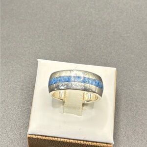 A Sterling Silver men’s band with Lapis Lazuli inlay really nice ring